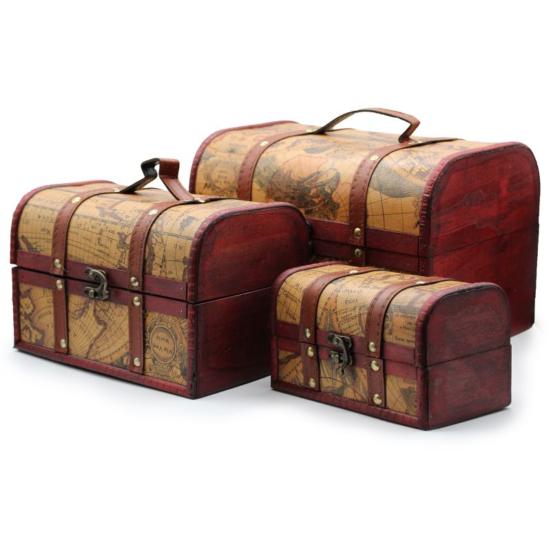 Truhe mit Kartenmotiv - 3er-Set