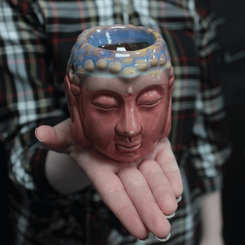 Buddha Duftlampe - Rosa & Aquamarin