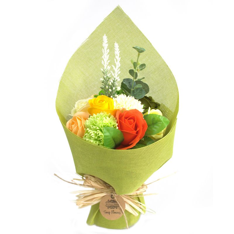 Seifenblumenbouquet 'stehend' - grün&gelb