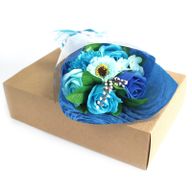 Seifenblumenbouquet in Schachtel - blau