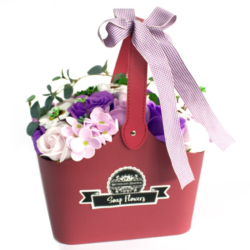 Seifenblumenbouquet in Korb - lila