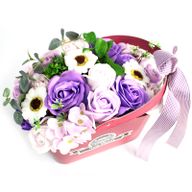 Seifenblumenbouquet in Korb - lila