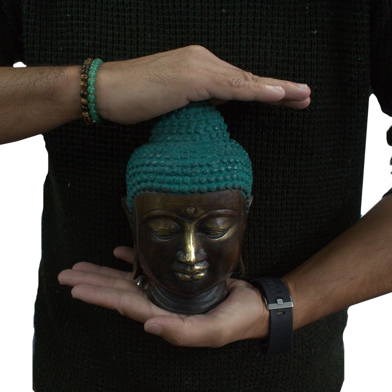 Großer klassischer Messing Buddha Kopf