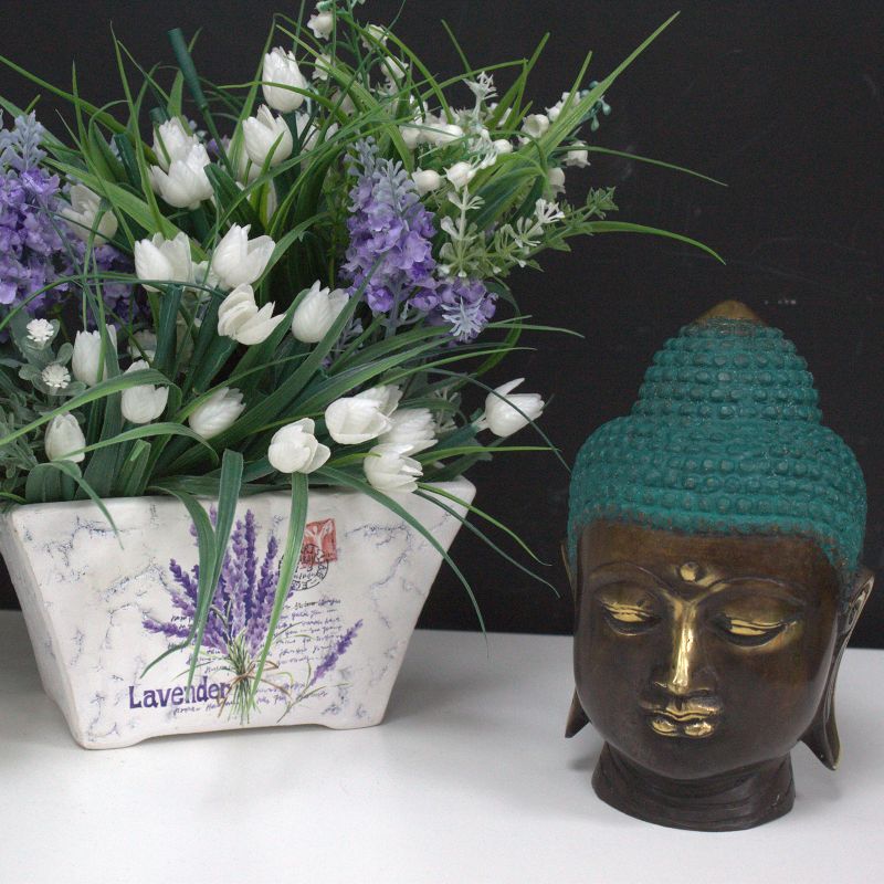 Großer klassischer Messing Buddha Kopf