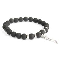 Engelsflügel / schwarzer Achat- Edelstein Armband
