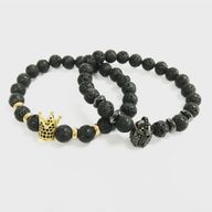 Goldkrone / Lavastein - Edelstein Armband