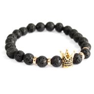 Goldkrone / Lavastein - Edelstein Armband