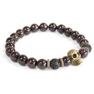 Bronze Totenkopf / Blutstein - Edelstein Armband