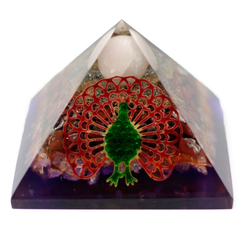 Große Orgonit Pyramide 'Pfau' - 80 mm