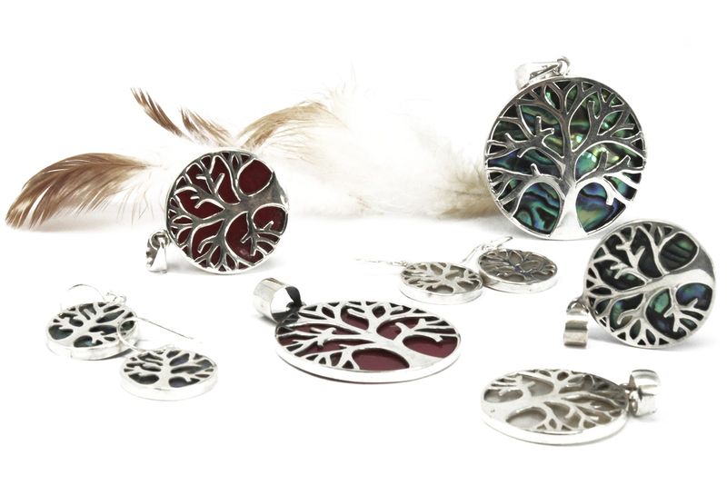 Baum des Lebens Silber Anhänger 22mm - Coral Effect