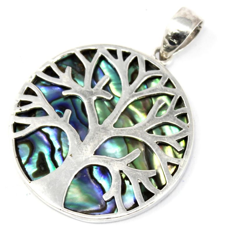 Baum des Lebens Silber Anhänger 30mm - Abalone