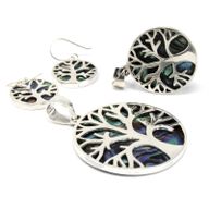 Baum des Lebens Silber Ohrringe 15mm - Abalone