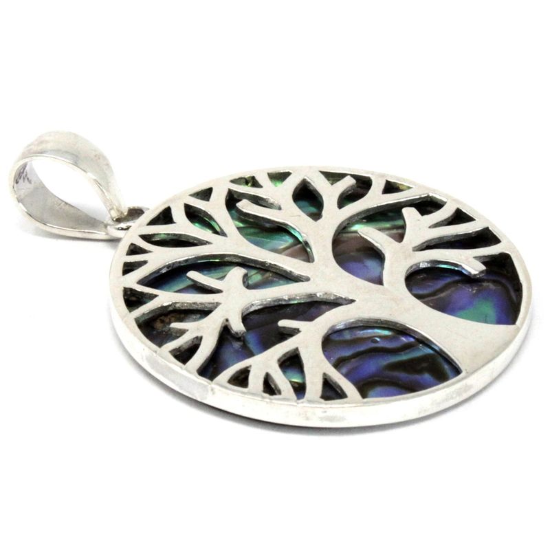 Baum des Lebens Silber Anhänger 30mm - Abalone