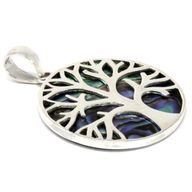 Baum des Lebens Silber Anhänger 30mm - Abalone