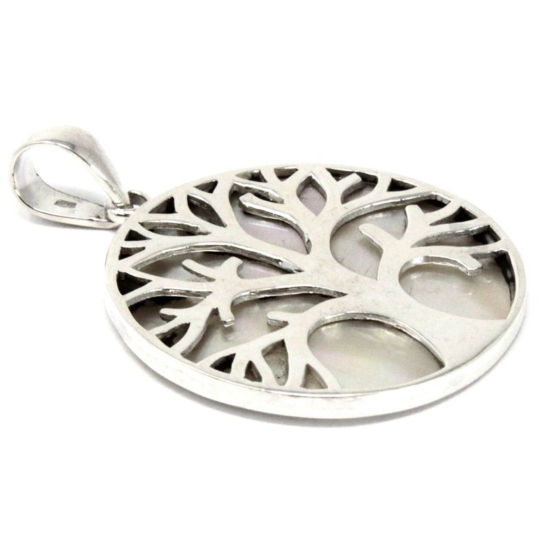 Baum des Lebens Silber Anhänger 30mm - Perlmutt