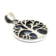 Baum des Lebens Silber Anhänger 22mm - Abalone