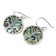 Baum des Lebens Silber Ohrringe 15mm - Abalone