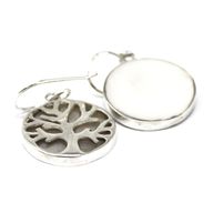 Baum des Lebens Silber Ohrringe 15mm - Perlmutt