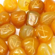 Runenstein-Set im Beutel – gelber Onyx