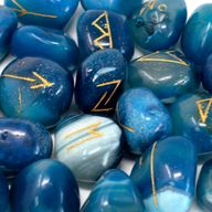 Runen Steinset in Beutel - Blue Onyx