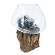 Full Carton Molten Glass on Wood - Large Bowl
