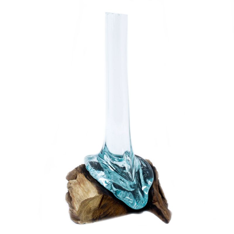 Carton Molten Glass on Wood - Vase