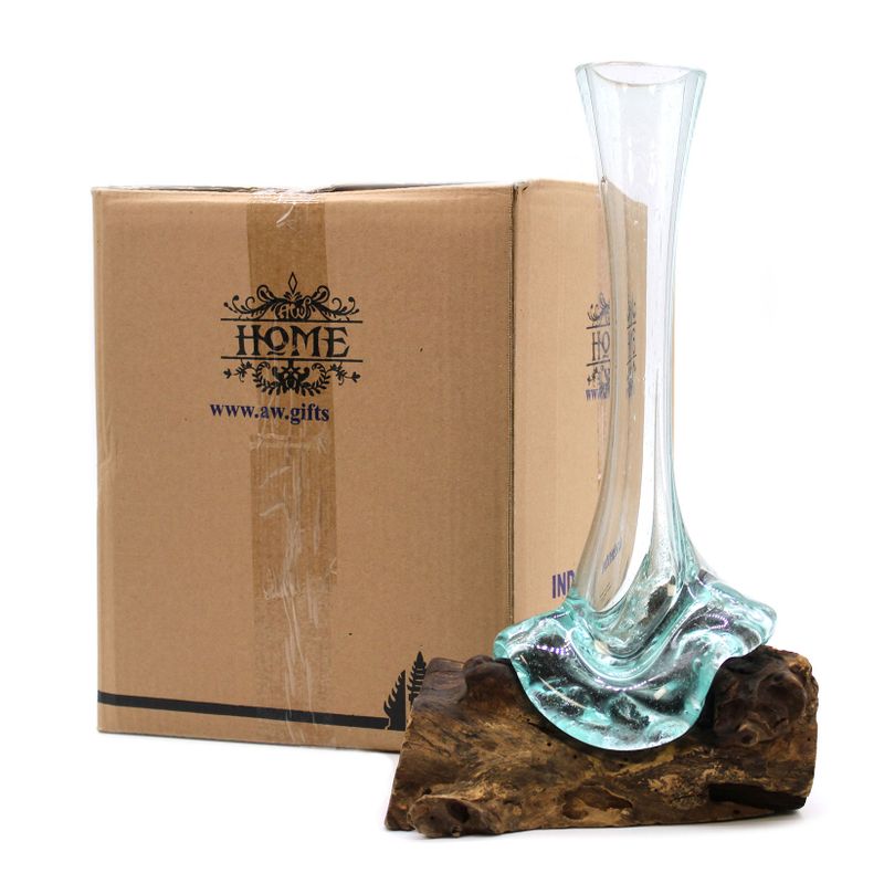 Carton Molten Glass on Wood - Vase