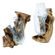 Geschmolzenes Glas auf Holz - hängenden Schüssel
