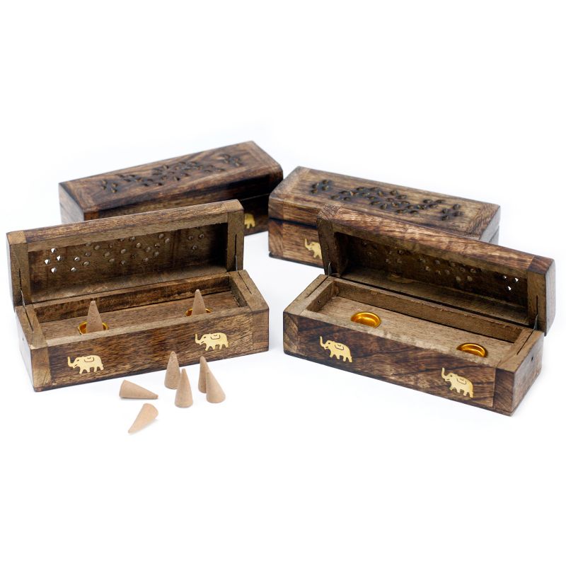 Räucherkegelbox - Mangoholz