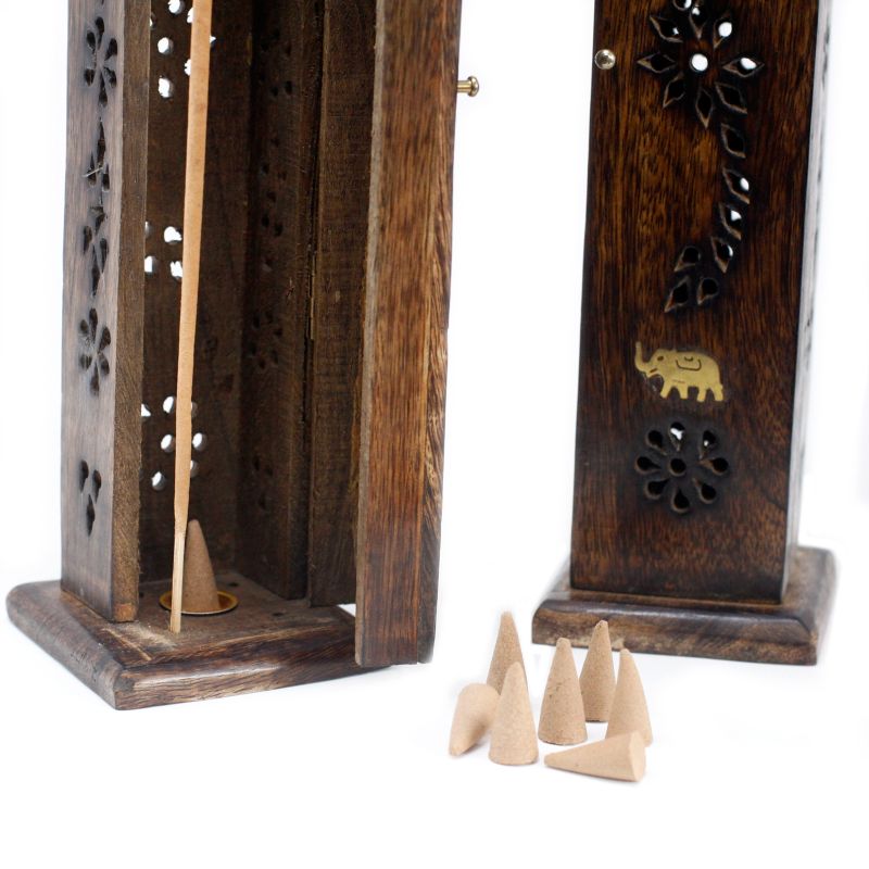 Räucherwerkhalter quadratischer Räucherturm - Mangoholz