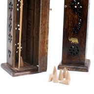 Räucherwerkhalter quadratischer Räucherturm - Mangoholz