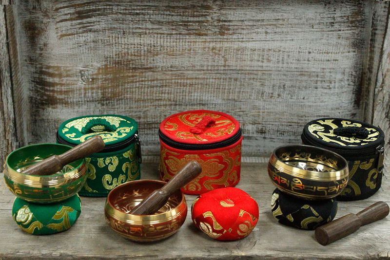 Mini Klangschale Geschenk Set - Rot