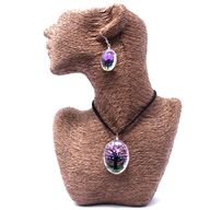 Schmuck mit gepr. Blumen - Baum des Lebens Set - Lavendel