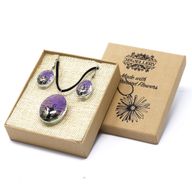Schmuck mit gepr. Blumen - Baum des Lebens Set - Lavendel