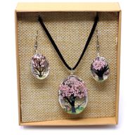 Schmuck mit gepr. Blumen - Baum des Lebens Set - Rosa