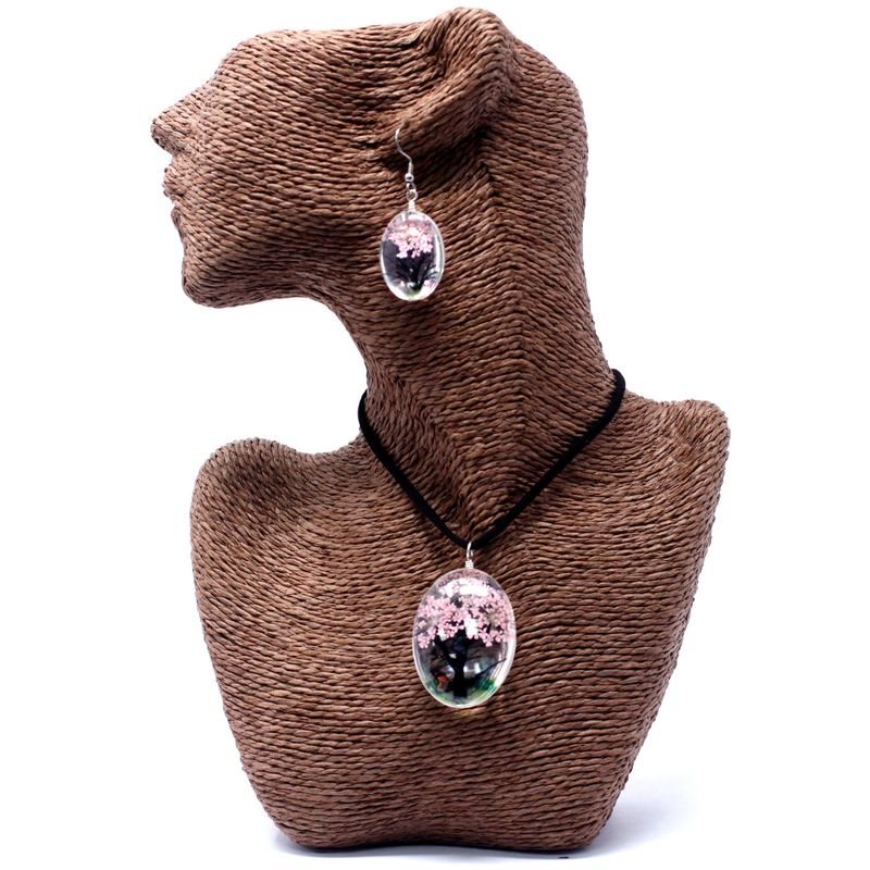 Schmuck mit gepr. Blumen - Baum des Lebens Set - Rosa