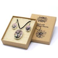 Schmuck mit gepr. Blumen - Baum des Lebens Set - Rosa