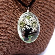 Schmuck mit gepr. Blumen - Baum des Lebens Set - Weiß