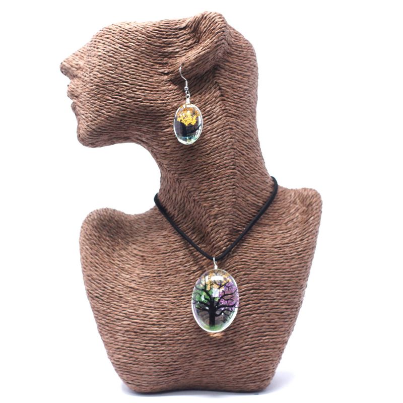 Schmuck mit gepr. Blumen - Baum des Lebens Set - Bunt