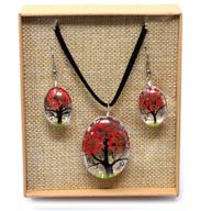Schmuck mit gepr. Blumen - Baum des Lebens Set - Koralle
