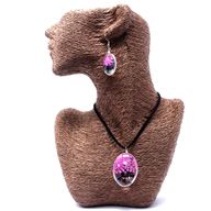 Schmuck mit gepr. Blumen - Baum des Lebens Set - Fuchsia
