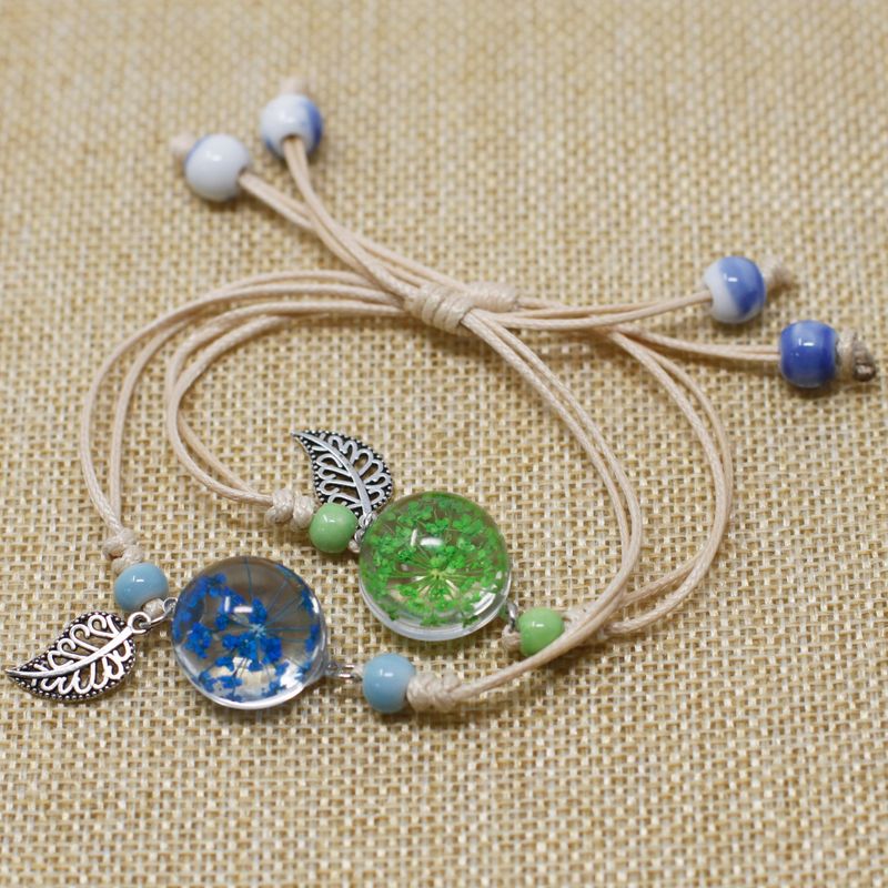 Schmuck mit gepr. Blumen - Armbänder - kl. Blumen mit Blatt