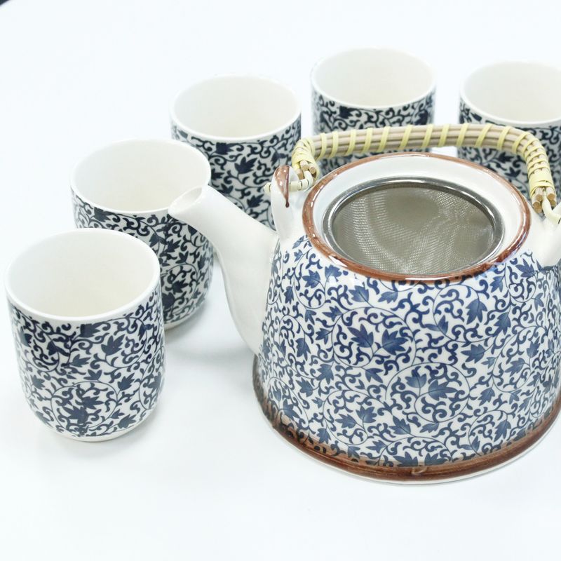 Kräuter Teekanne-Set- Blaue Blätter