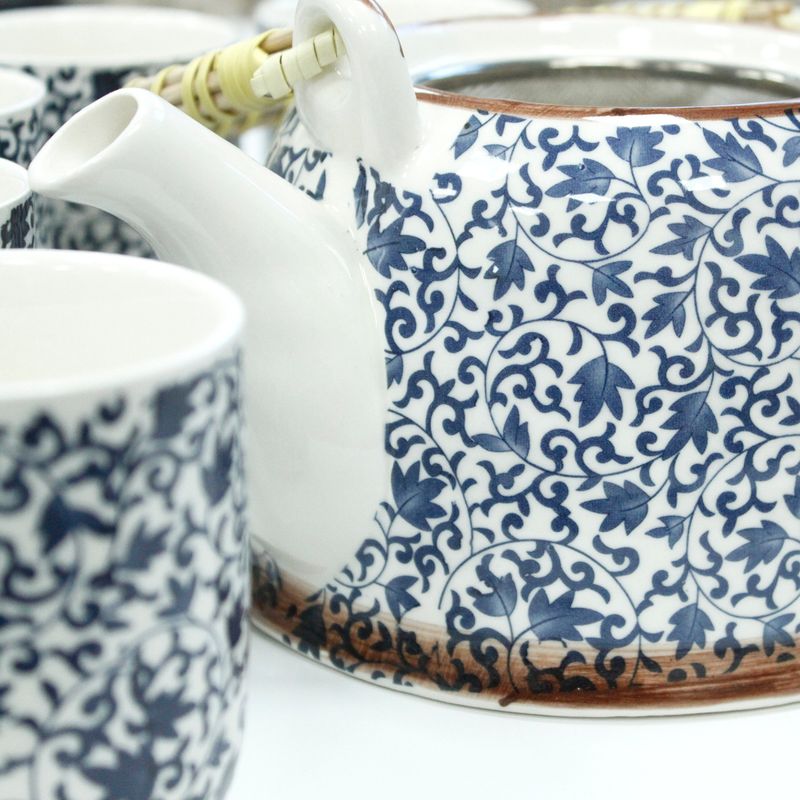 Kräuter Teekanne-Set- Blaue Blätter