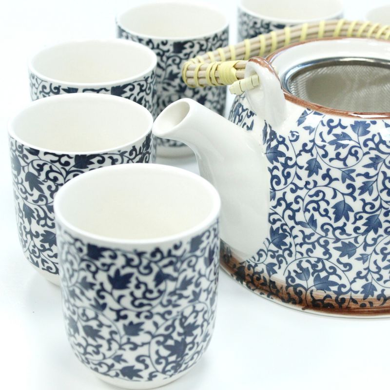 Kräuter Teekanne-Set- Blaue Blätter