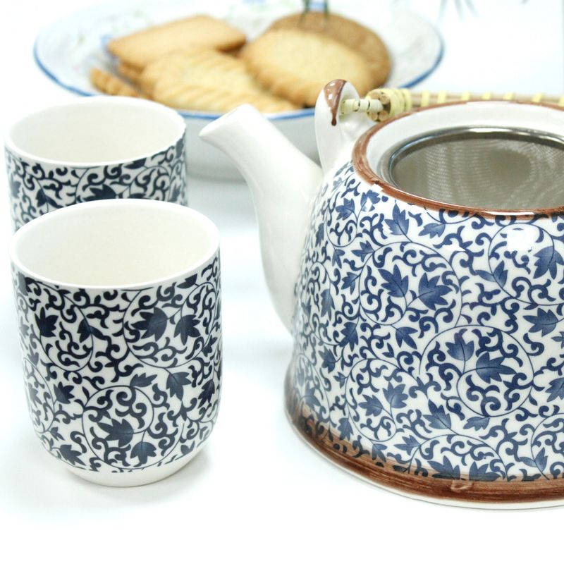 Kräuter Teekanne-Set- Blaue Blätter
