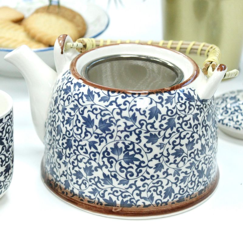 Kräuter Teekanne-Set- Blaue Blätter