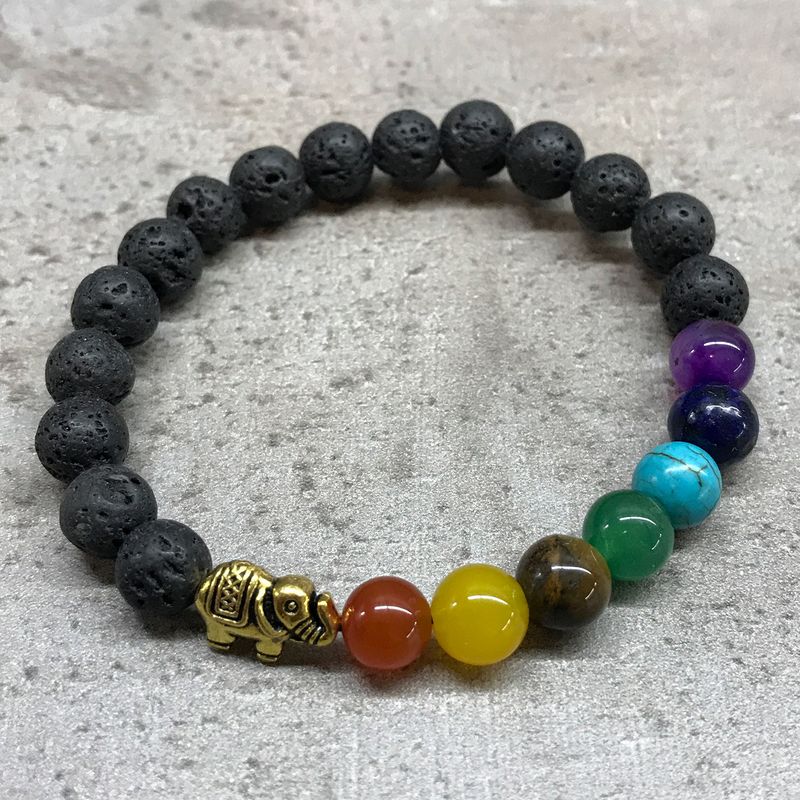 Lava-Steinarmband - Elefant Chakra