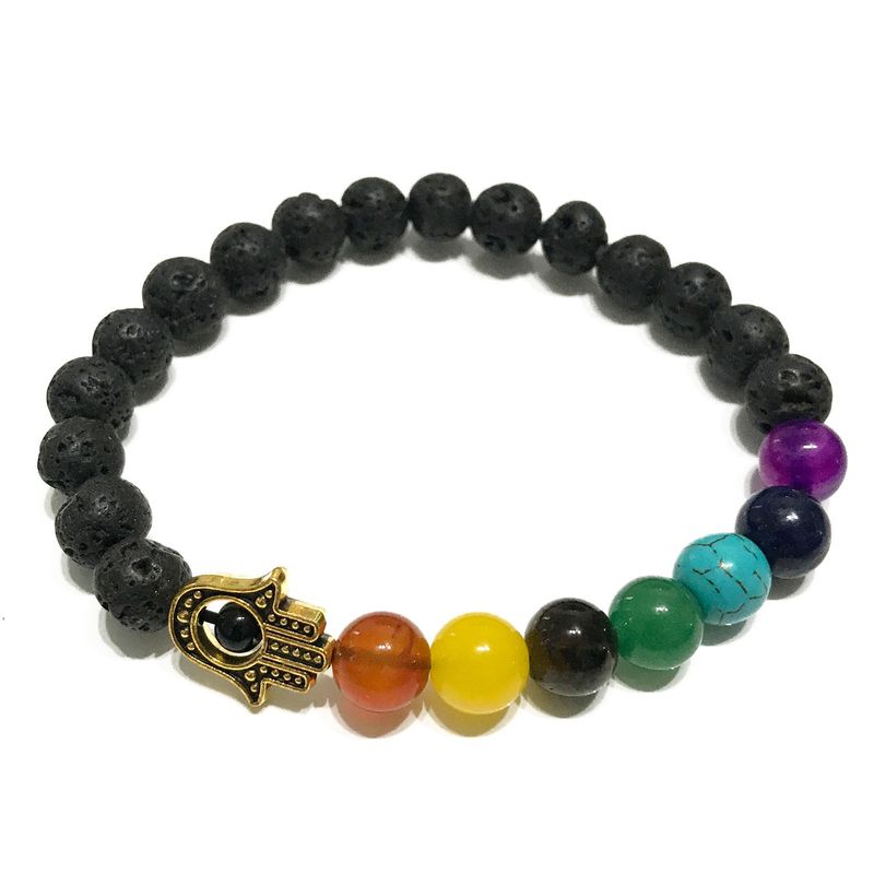 Lava-Steinarmband - Hamsa Chakra