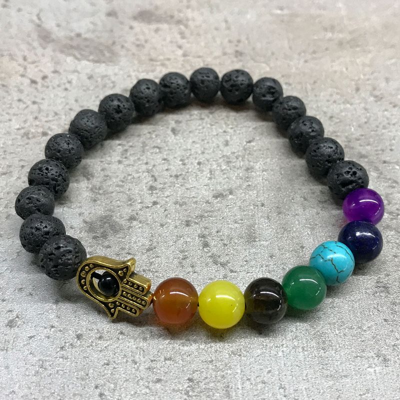 Lava-Steinarmband - Hamsa Chakra